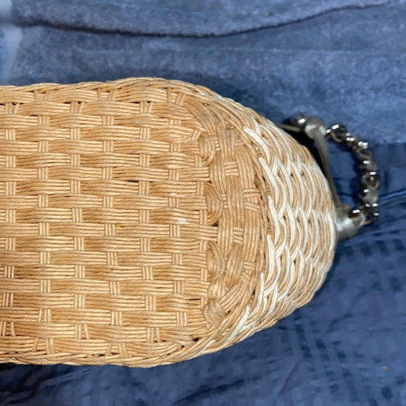 EUC Brighton Jute Straw Leather Trim chain Shoulder Bag - Picture 5 of 16